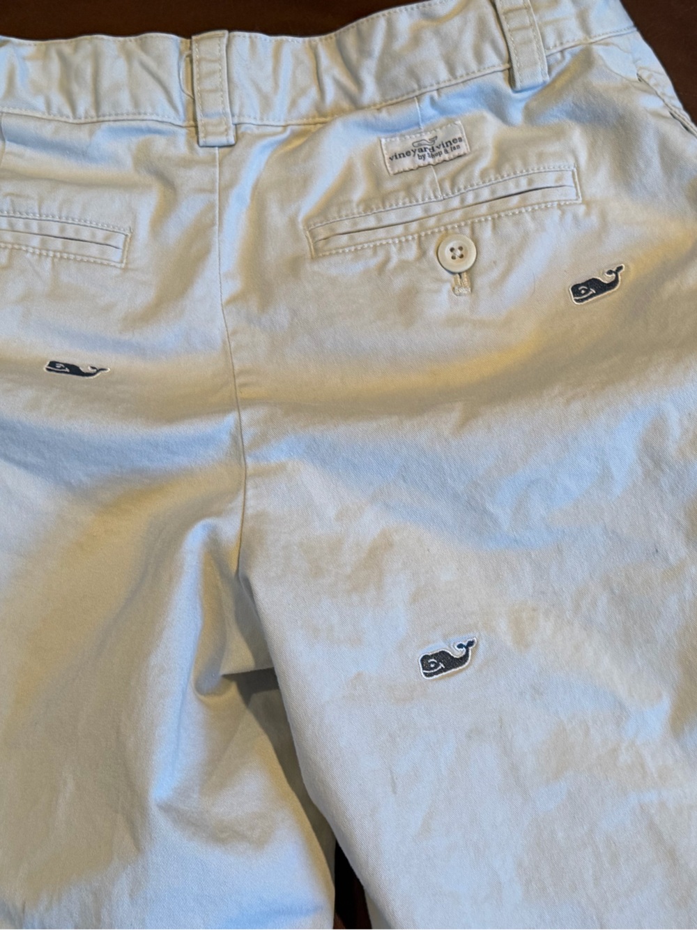 Vineyard Vines Khaki Shorts with Navy Whale Embroidery - Picture 8 of 10